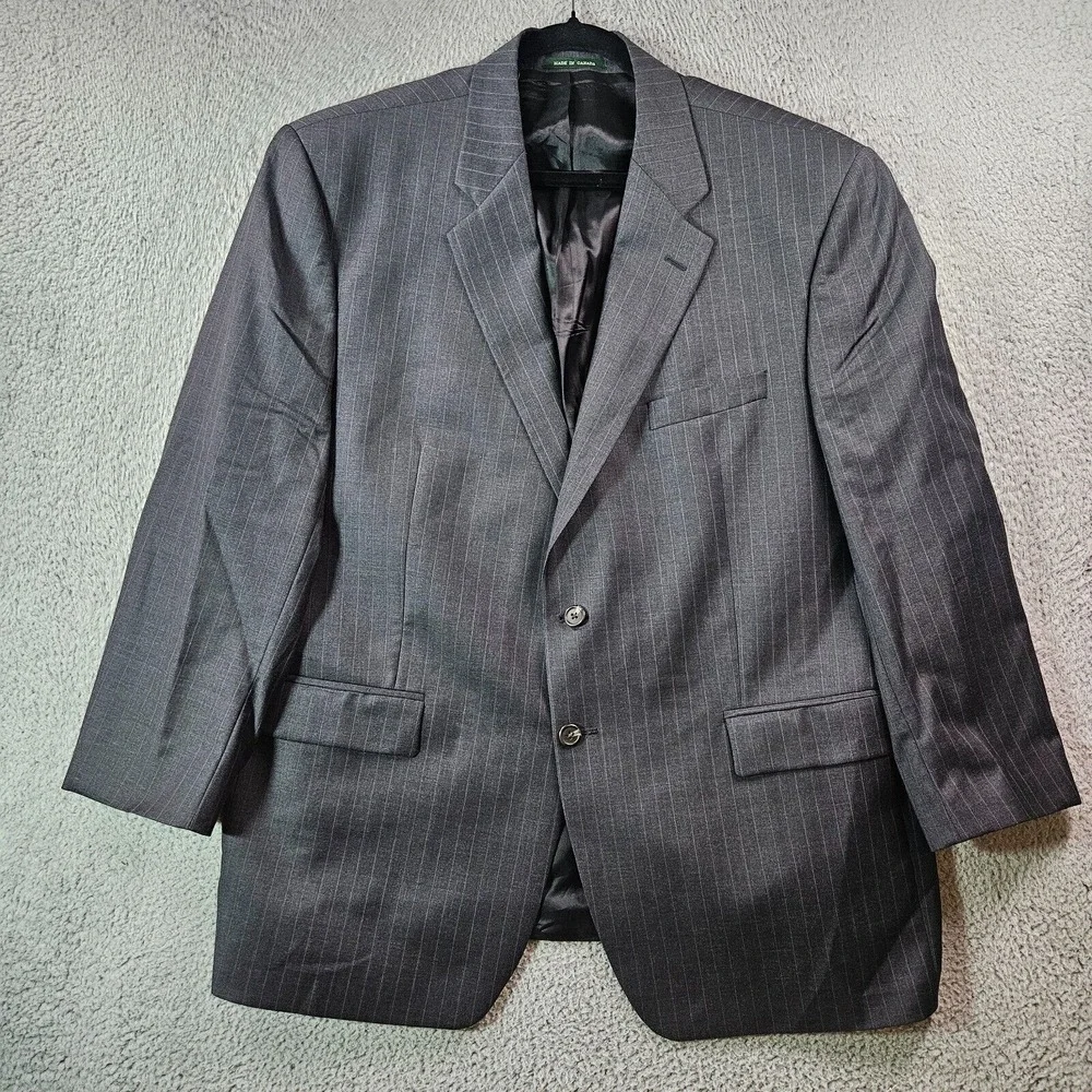 Lauren Ralph Lauren 48R Wool Suit‎ Blazer Sport Coat Men Gray Pinstriped